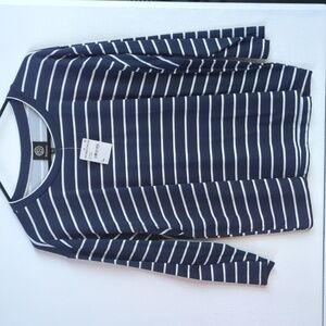 Bobeau‎ Women's Navy/ Ivory Stripe, Large, Prima Cotton, NWT